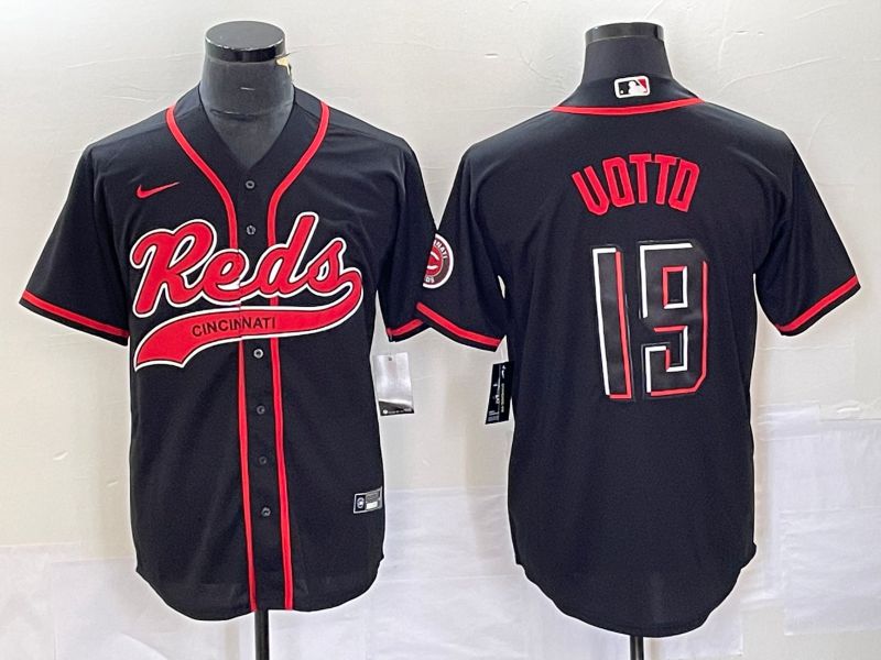 Men Cincinnati Reds #19 Uotto Black Co Branding Nike Game MLB Jersey style 1->cincinnati reds->MLB Jersey